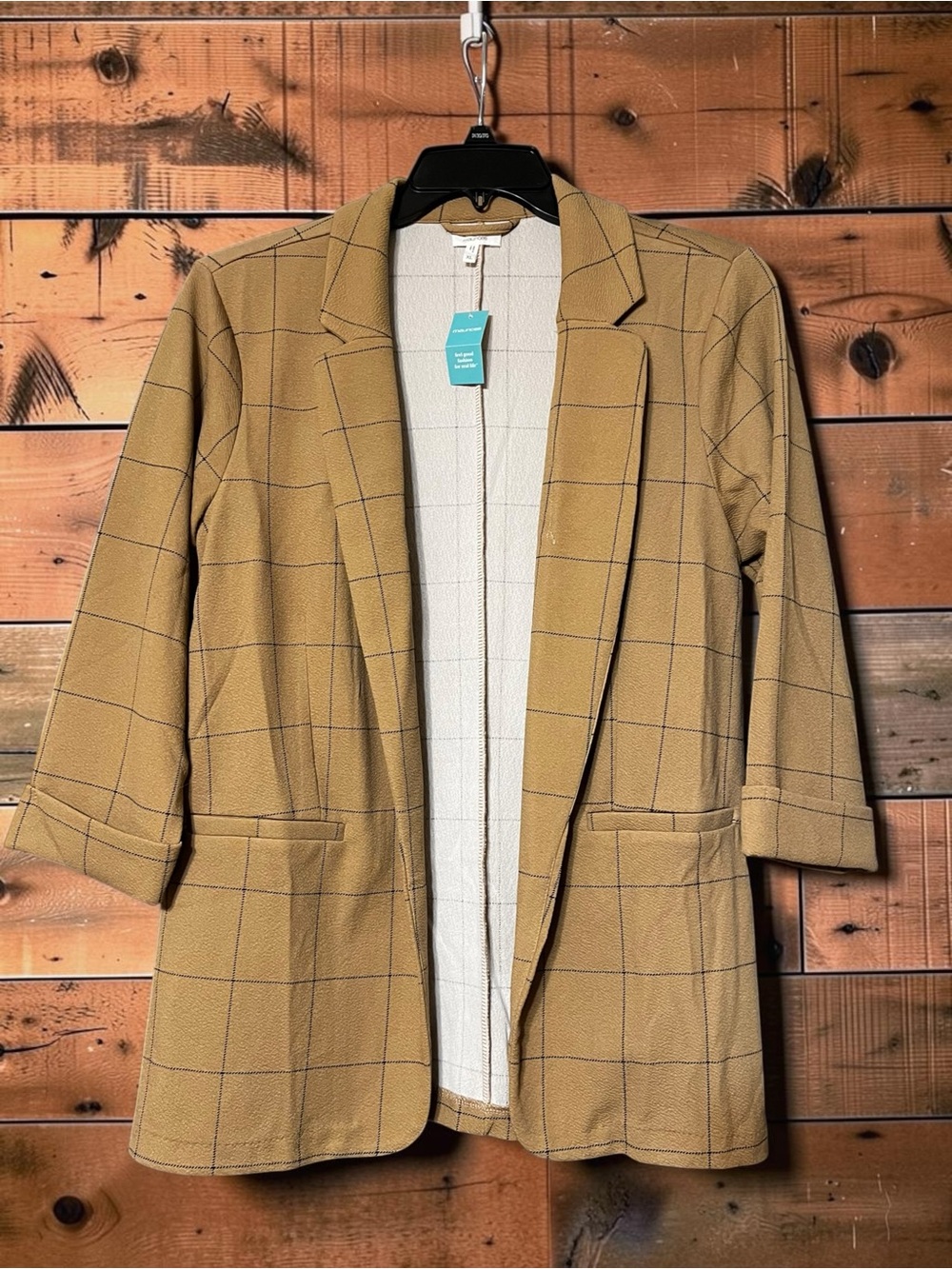 Maurices Tan Windowpane Blazer Jacket
